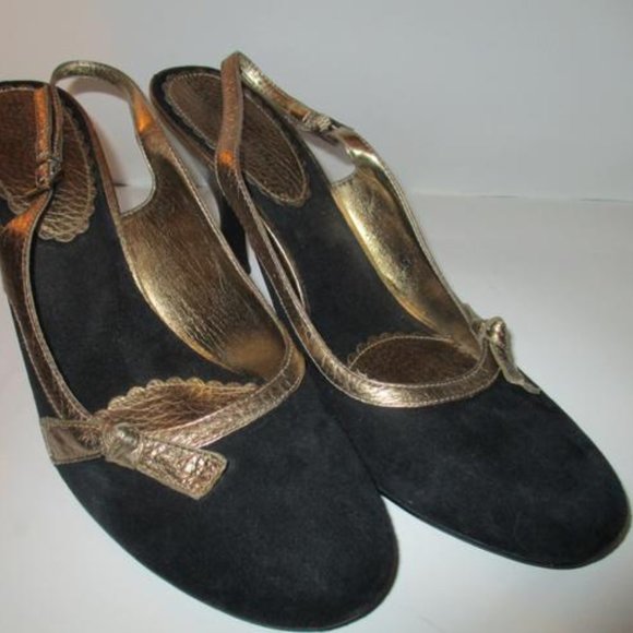 *Enzo Angiolini Black Suede Slingback Round Toe - Picture 1 of 10